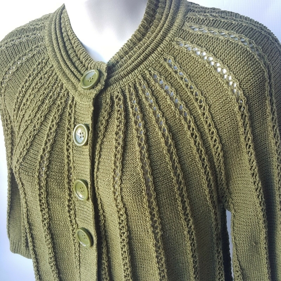 Charter Club Women's  Olive Cardigan Petite P/S - Picture 2 of 7